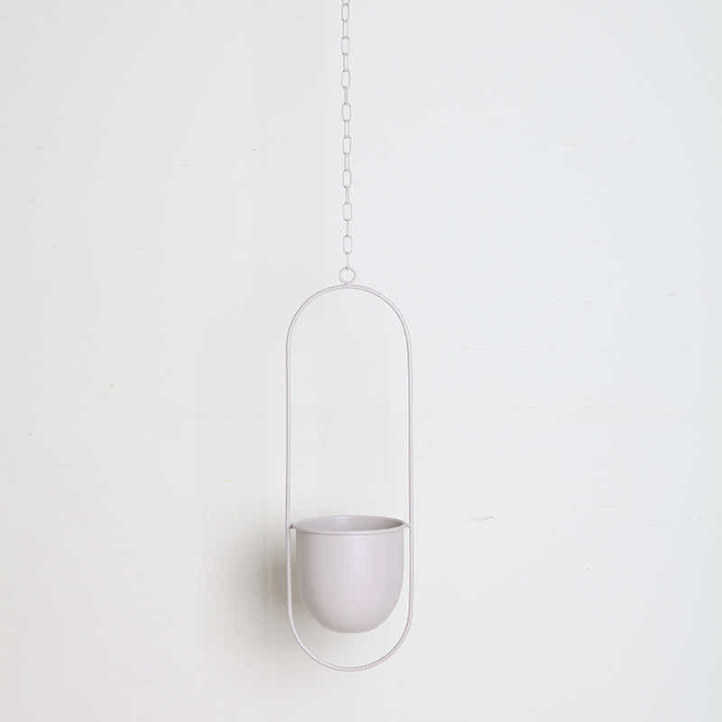 DS BS Minimalist Metal Plant Hanger Oval Shape-White