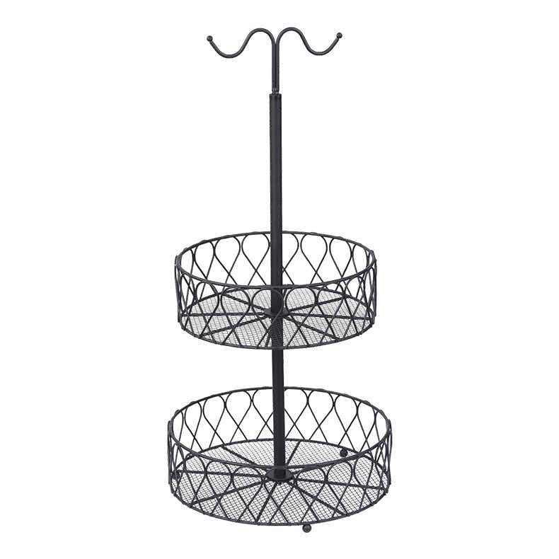 DS BS 2-Tier Fruit Basket Bowl with Banana Hanger