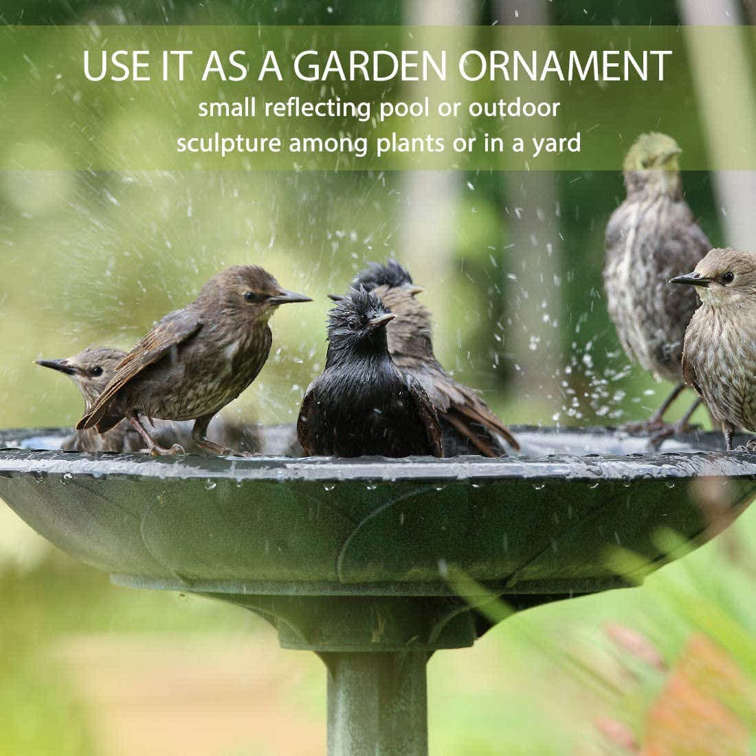 DS BS Outdoor Traditional Resin Garden Bird Bath-Green