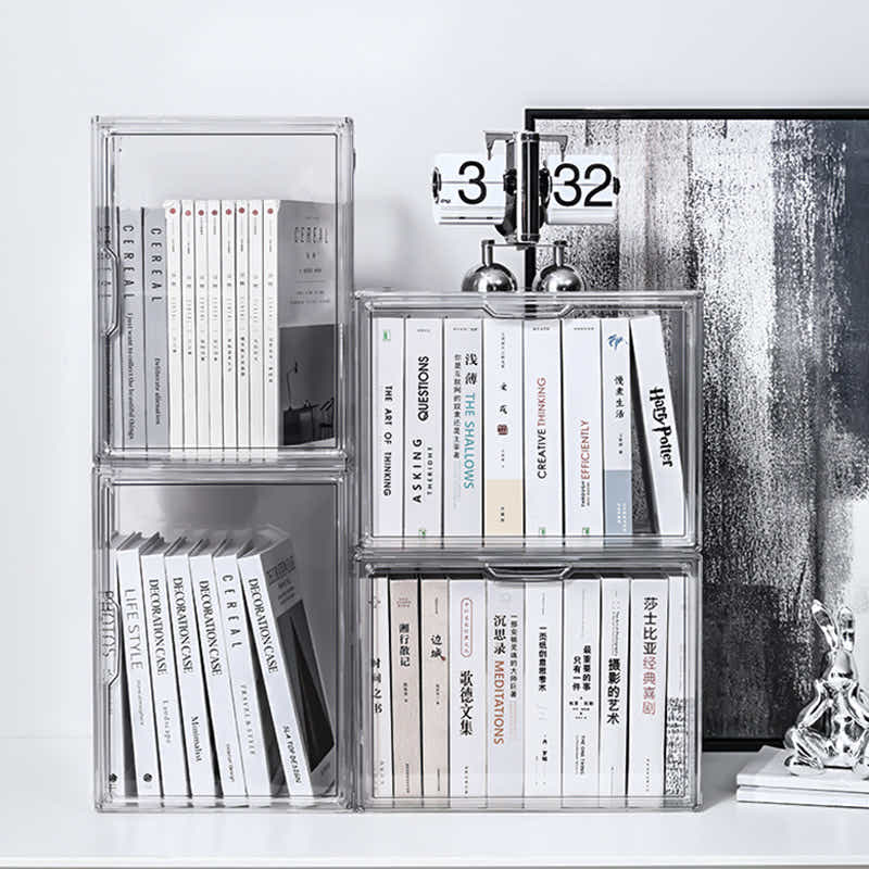 DS BS Clear Stackable Plastic Storage Case with Magnetic Lid