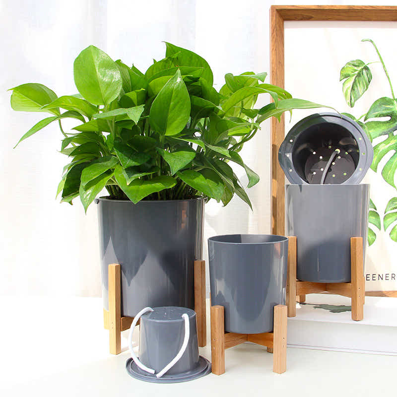 DS BS 3 Size Plant Pot Stand with Wood Rack
