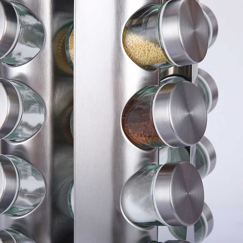 DS BS Revolving 20-Jar Countertop Spice Rack Stainless Steel