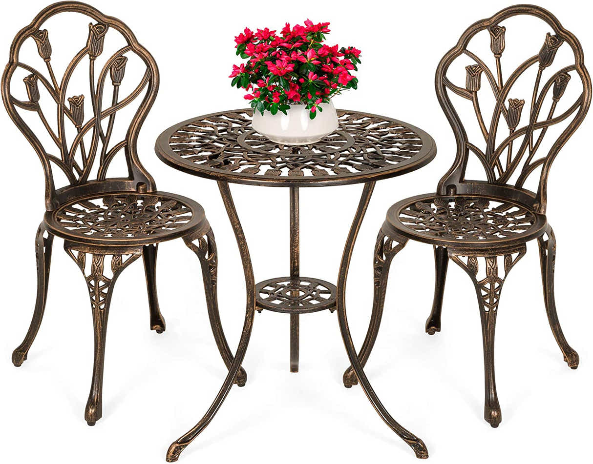 Ornato Cast Aluminum Bistro Set – Antique Bronze