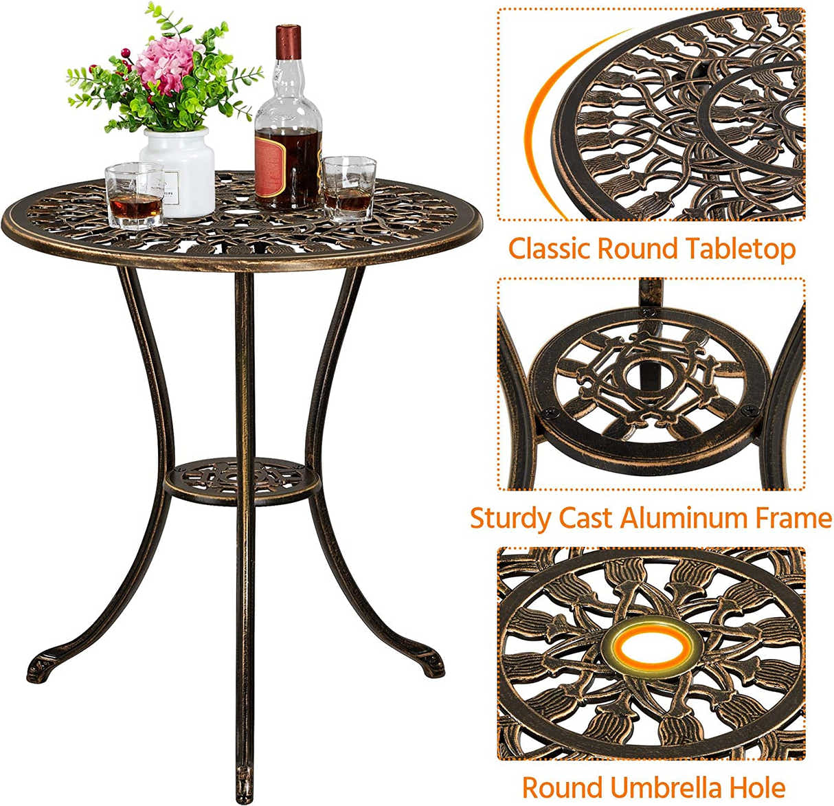 Ornato Cast Aluminum Bistro Set – Antique Bronze