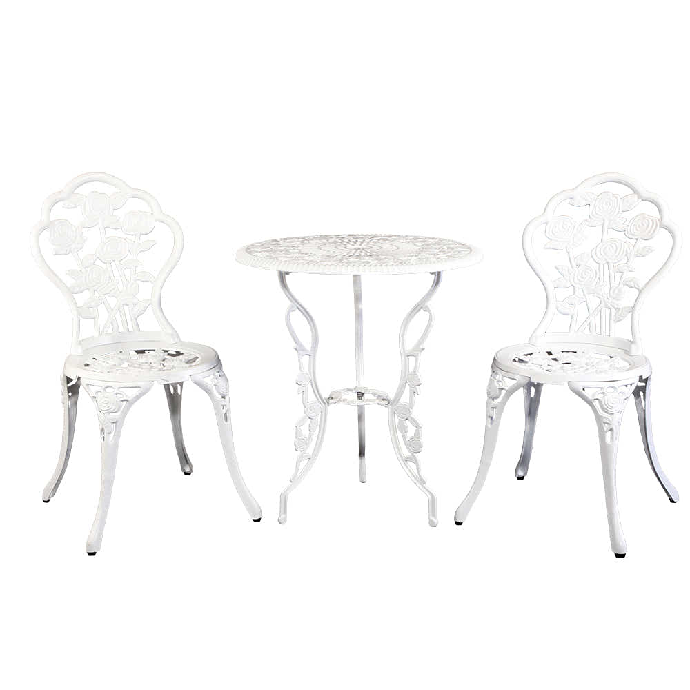 DS Floreale Bistro Set Cast Alum. White