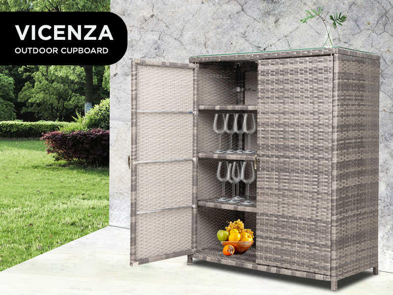 Vicenza Outdoor Rattan Storage Cabinet