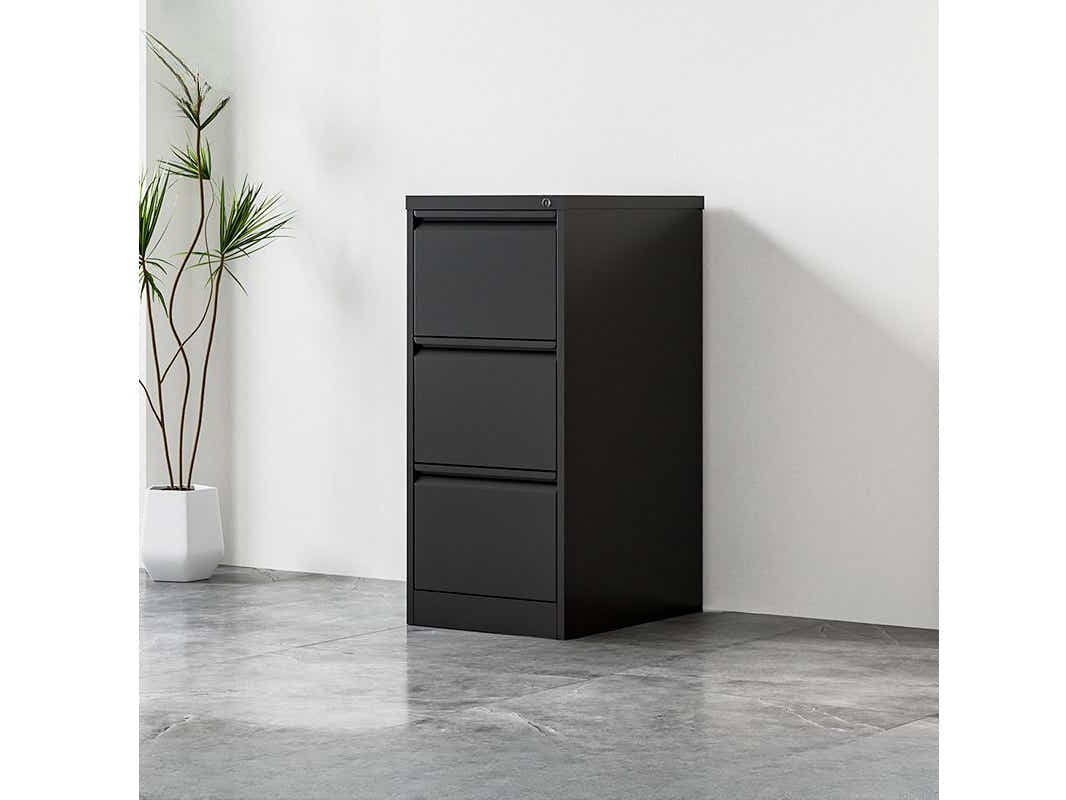 3-Drawer File Cabinet - Black