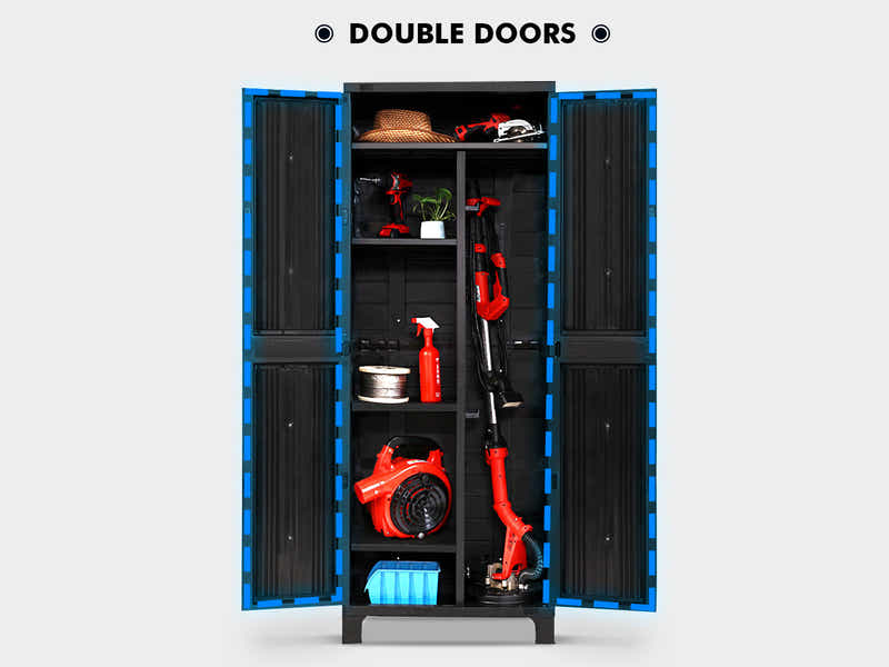 Full-Size Outdoor Storage Cabinet with Multi-Shelf - Black