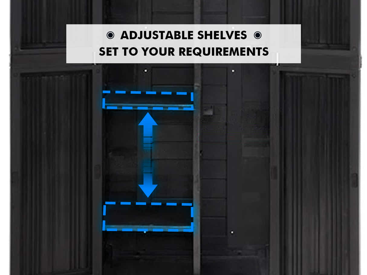 Full-Size Outdoor Storage Cabinet with Multi-Shelf - Black