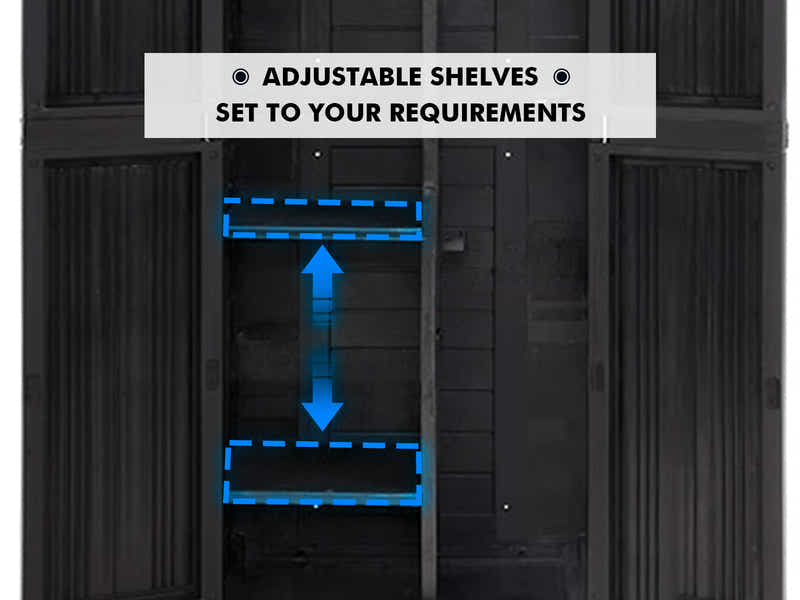 Full-Size Outdoor Storage Cabinet with Multi-Shelf - Black