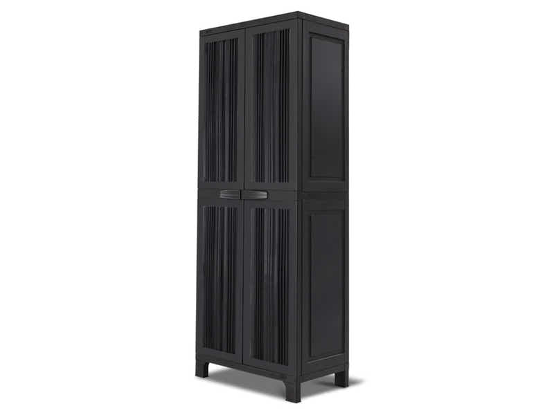 Full-Size Outdoor Storage Cabinet with Multi-Shelf - Black