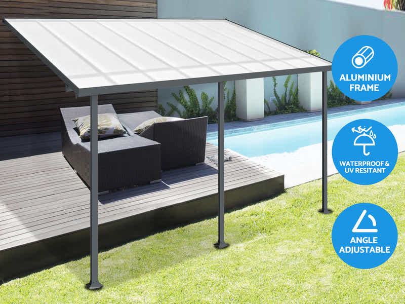 Aluminium Patio Canopy Grey - 10ft x 18ft
