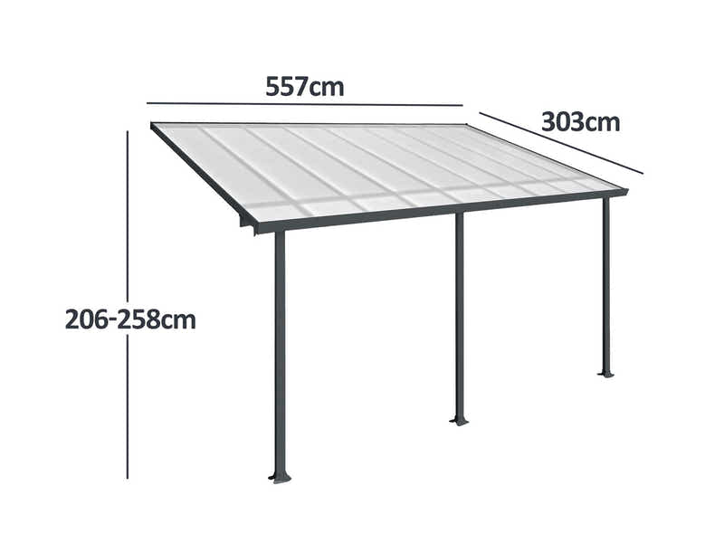 Aluminium Patio Canopy Grey - 10ft x 18ft