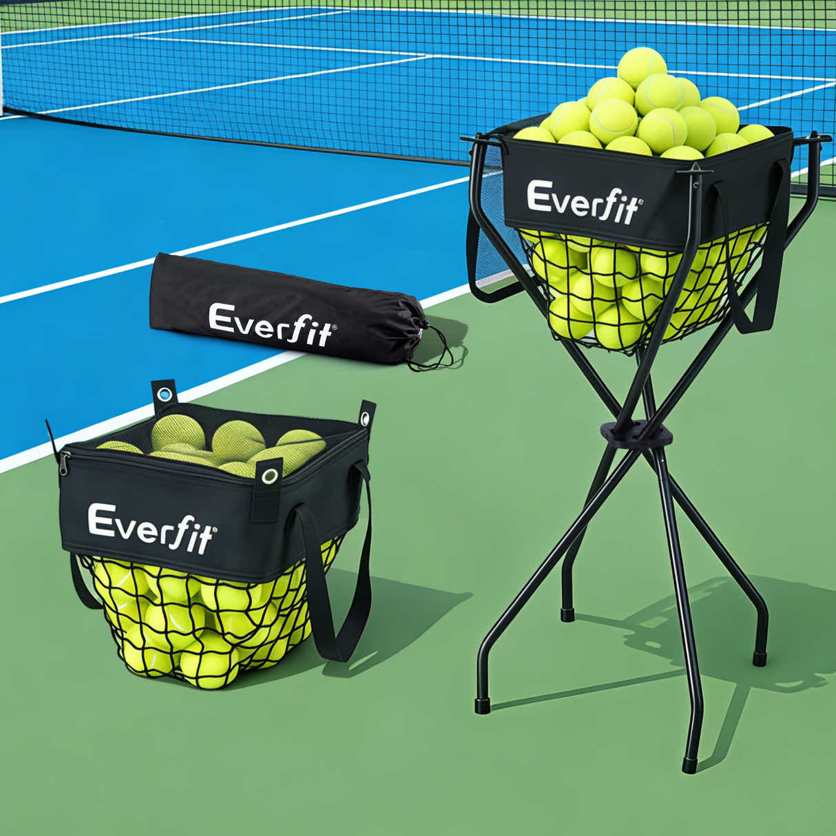 DS NA Everfit Portable Ball Cart Foldable Pickleball Tennis Baseball Softball
