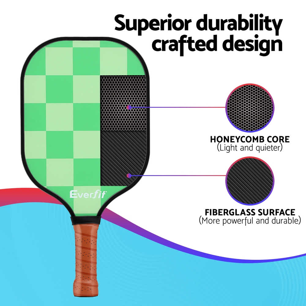 DS NA Everfit Pickleball Paddle Set Fiberglass - Balls Bag Tournament Kit 2PCS