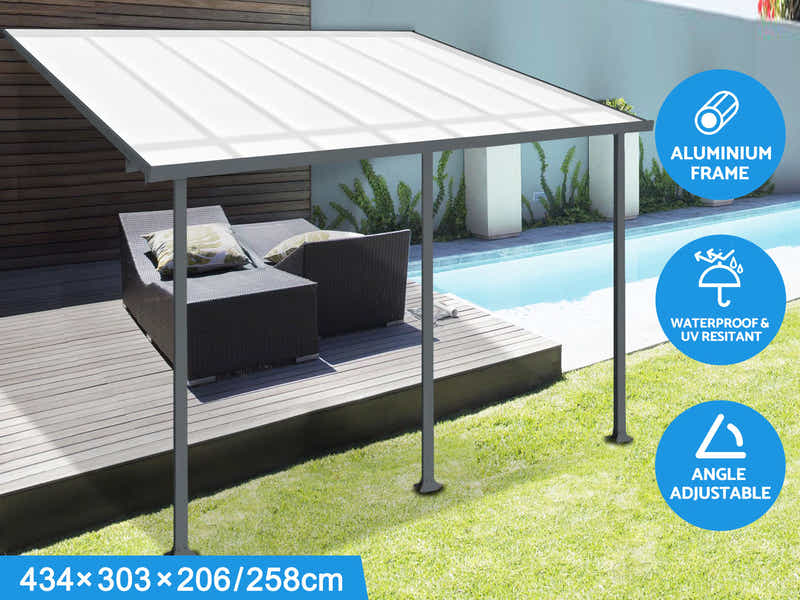 Aluminium Patio Canopy Grey - 10ft x 14ft