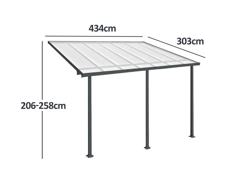 Aluminium Patio Canopy Grey - 10ft x 14ft