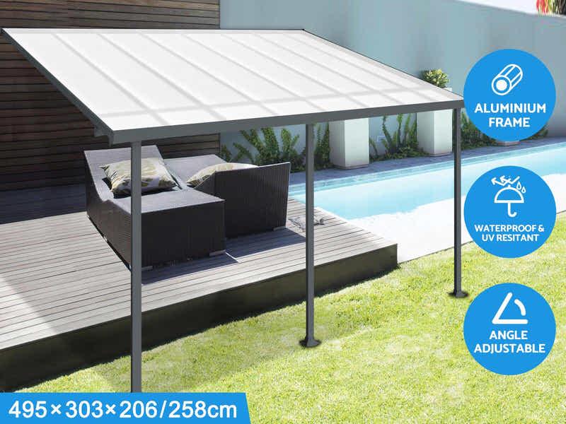 Aluminium Patio Canopy Grey - 10ft x 16ft