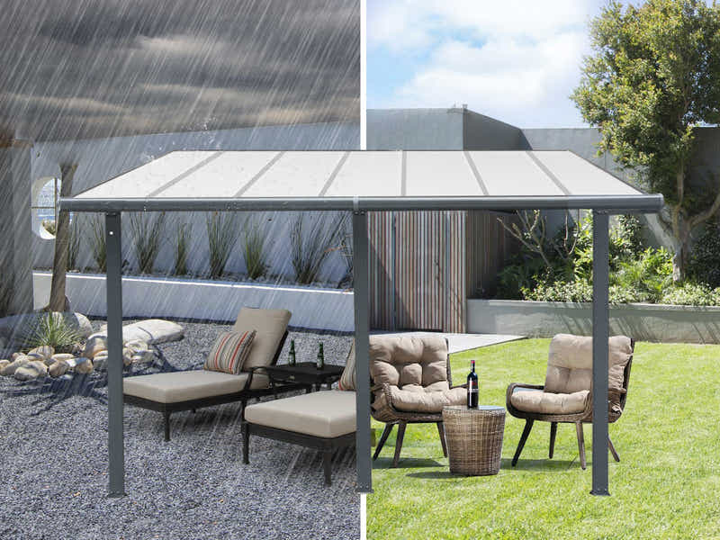 Aluminium Patio Canopy Grey - 10ft x 18ft