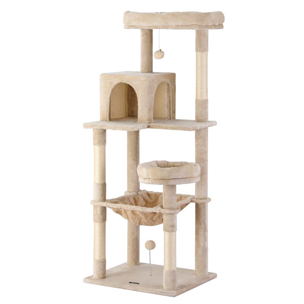 DS NA i.Pet Cat Tree 143CM Tower – Scratching Post Condo House (Beige)
