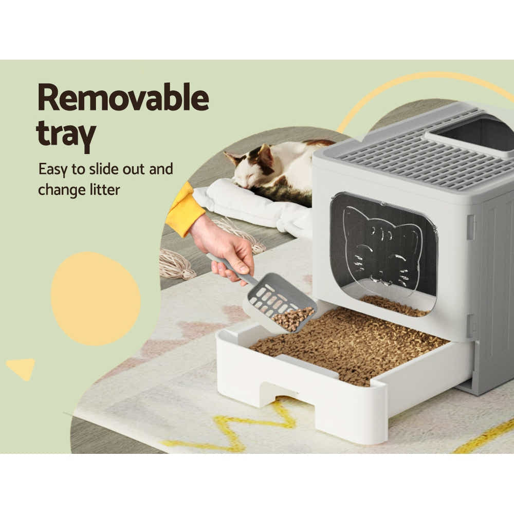 i.Pet Cat Litter Box Large Tray Kitty Toilet Enclosed Hooded Foldable Cat Litter