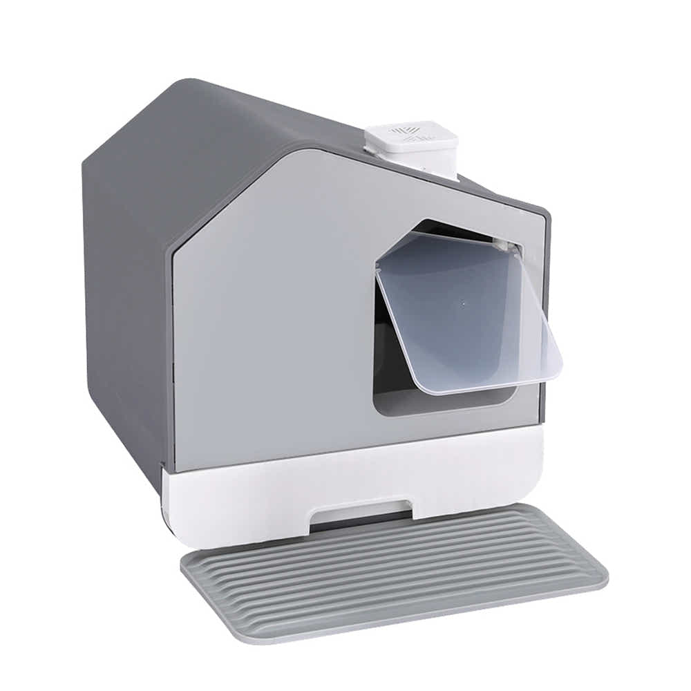 Cat Litter Box Large Tray Kitty Toilet Enclosed Cat Litter Box Hooded Scoop Mat