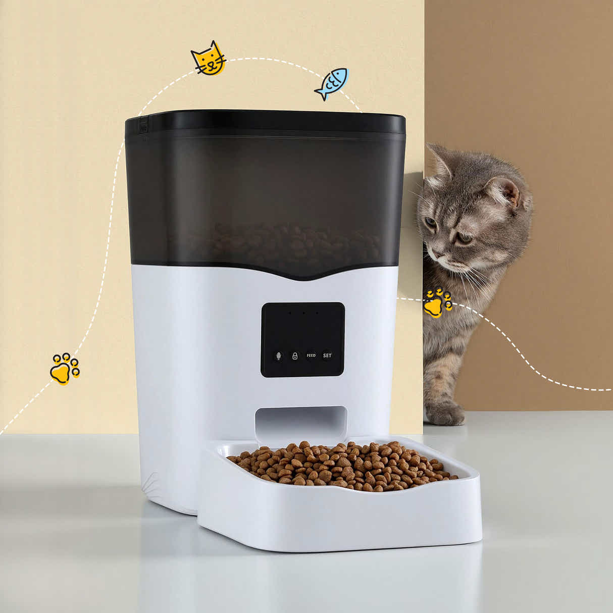 DS NA Automatic Pet Feeder Dog Cat Feeder Wifi 3L Auto Smart Food Dispenser