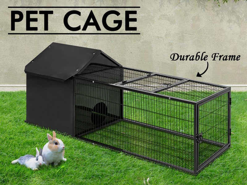 Metal Pet Hutch Black - 160cm
