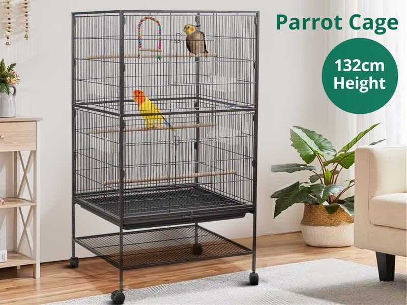 Iron Bird Cage with Storage Shelf - 132.5 cm