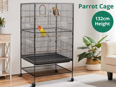 Iron Bird Cage with Storage Shelf - 132.5 cm