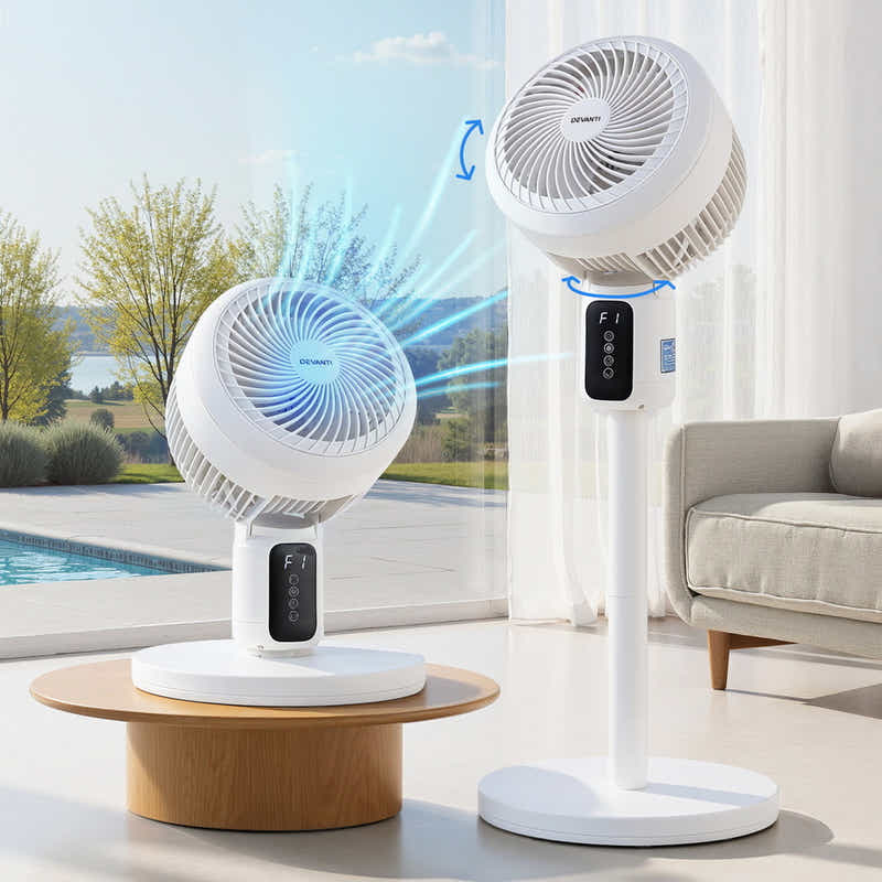 Pedestal Fan W/ Remote 3 Speed 12H Timer Height Adjustable Cooling Fan