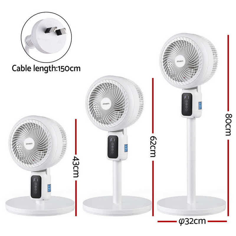 Pedestal Fan W/ Remote 3 Speed 12H Timer Height Adjustable Cooling Fan