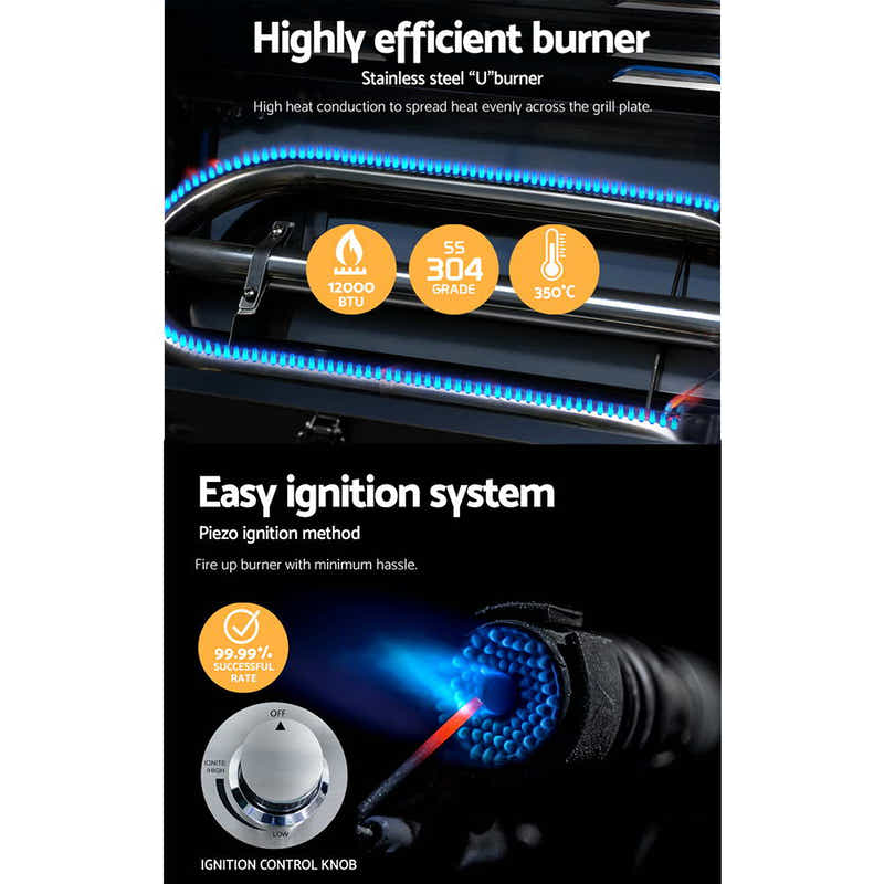 Portable Stainless Steel Gas BBQ Grill