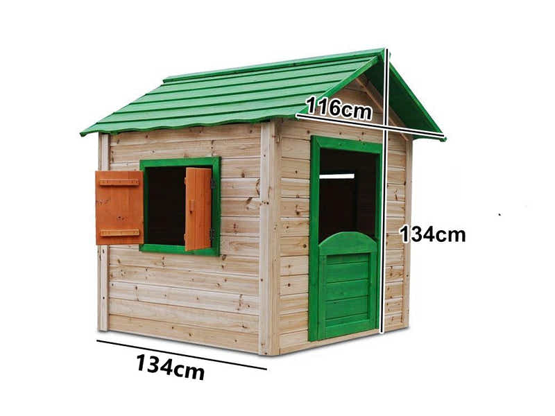 Wooden Children Playhouse with Green Roof