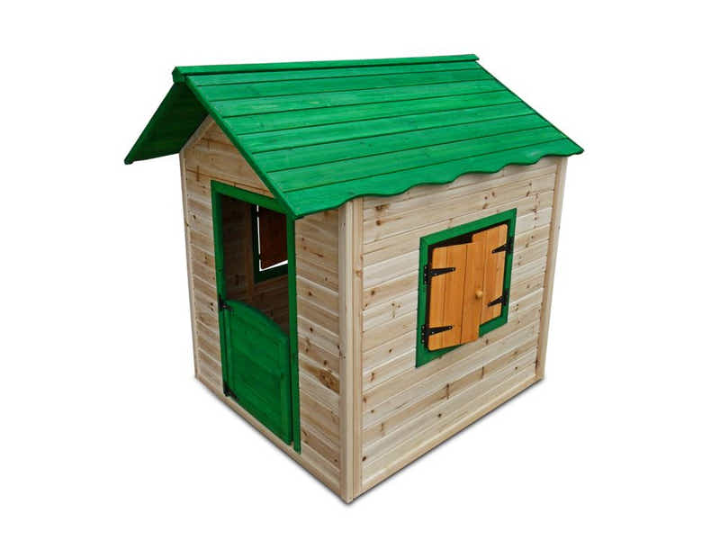 Wooden Children Playhouse with Green Roof