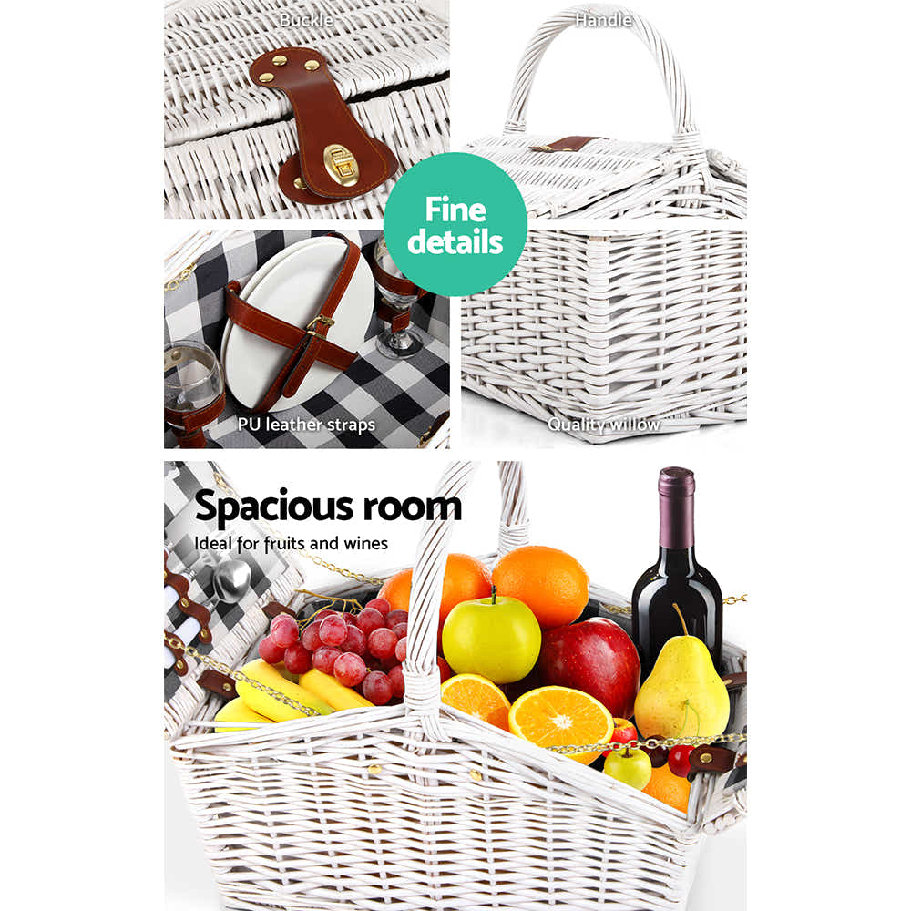 DS NA Alfresco 2 Person Picnic Basket Vintage Baskets Outdoor Insulated Blanket