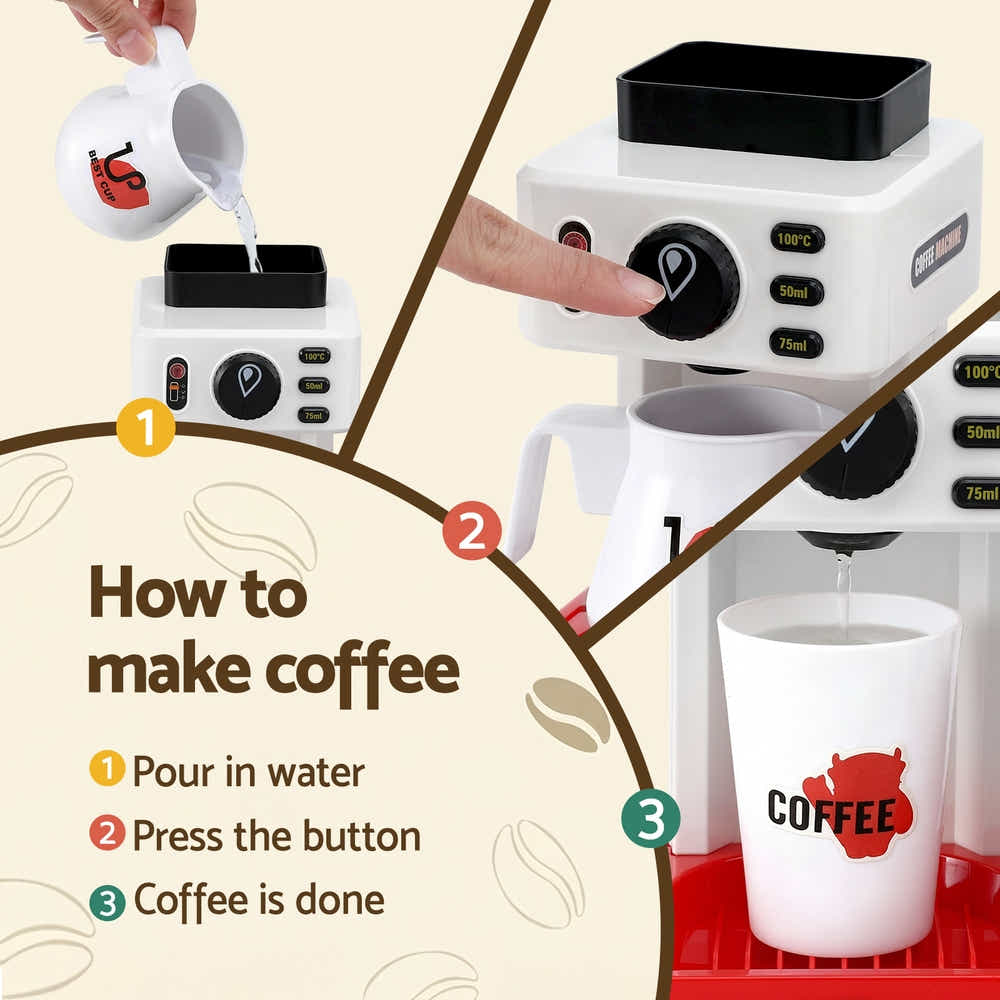 DS NA Keezi Kids Toy Coffee Shop,Coffee Maker Machine Play Money Tea Party Set