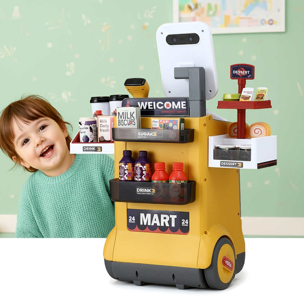 DS NA Keezi Kids Playset Supermarket Shopping Role Play Toy Cash Food 48PCS