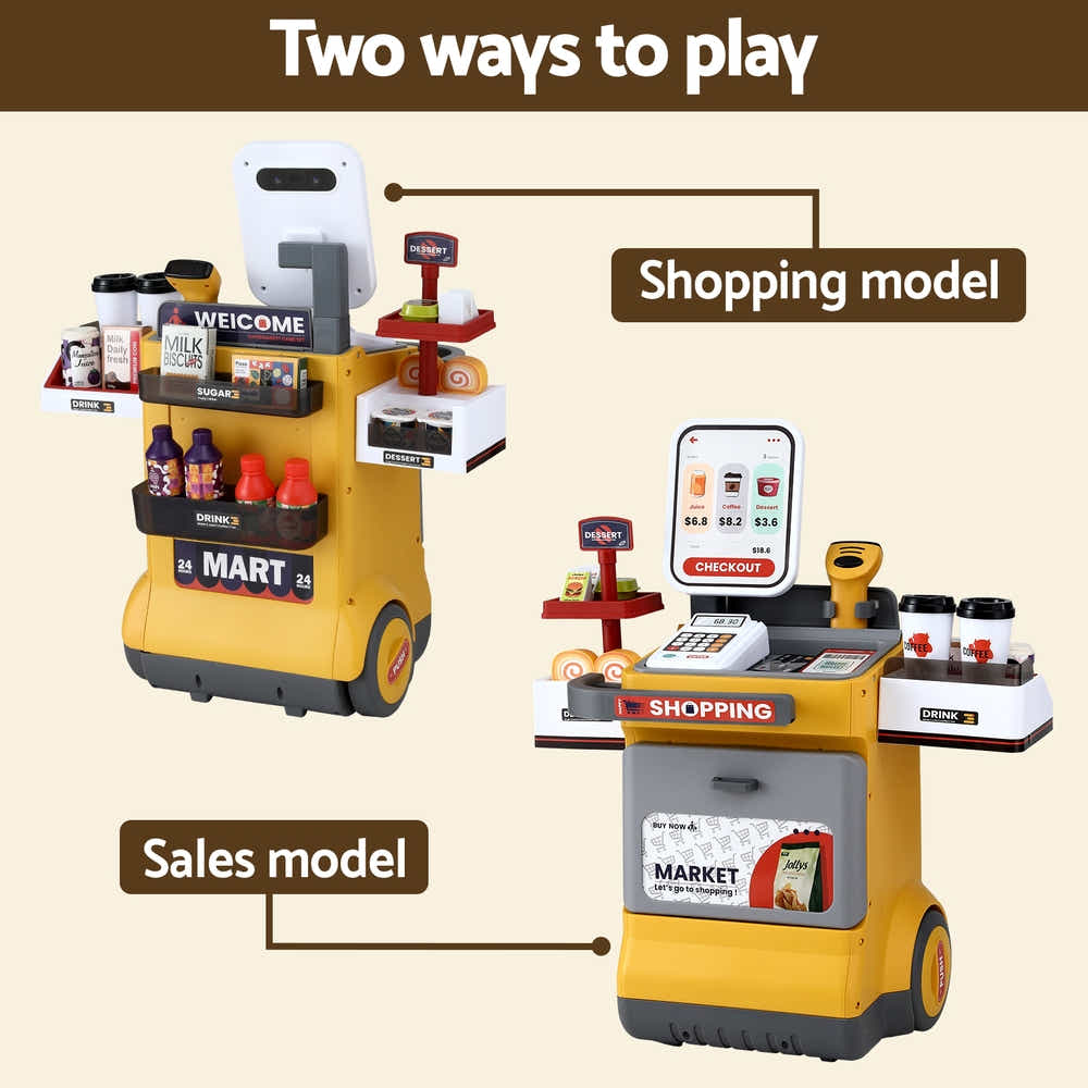 DS NA Keezi Kids Playset Supermarket Shopping Role Play Toy Cash Food 48PCS
