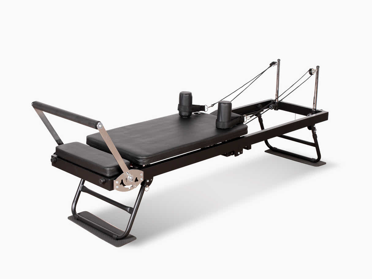 Foldable Pilates Reformer With Headrest - Black