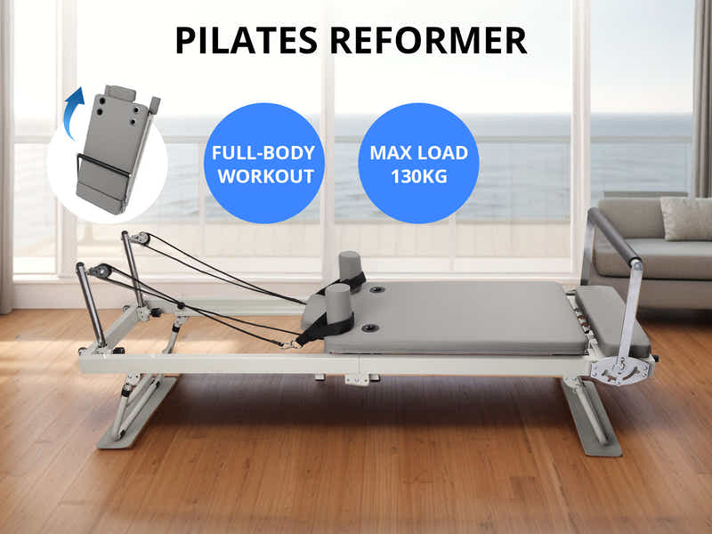 Foldable Pilates Reformer With Headrest White