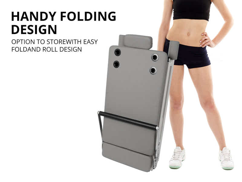 Foldable Pilates Reformer With Headrest - White