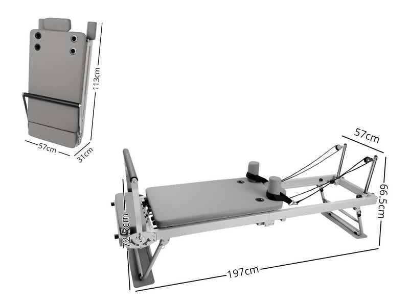 Foldable Pilates Reformer With Headrest - White