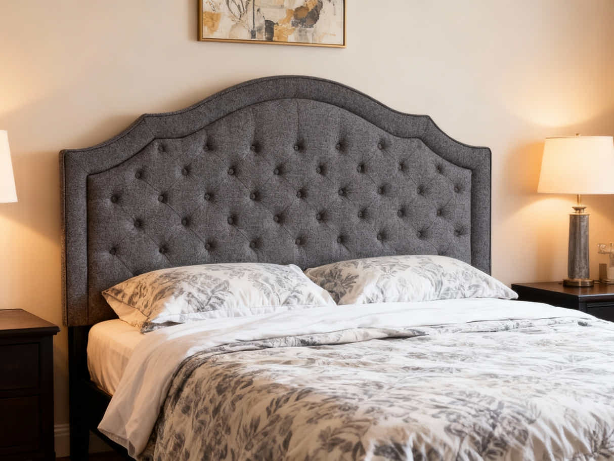 Palmas Linen Headboard Grey - Double