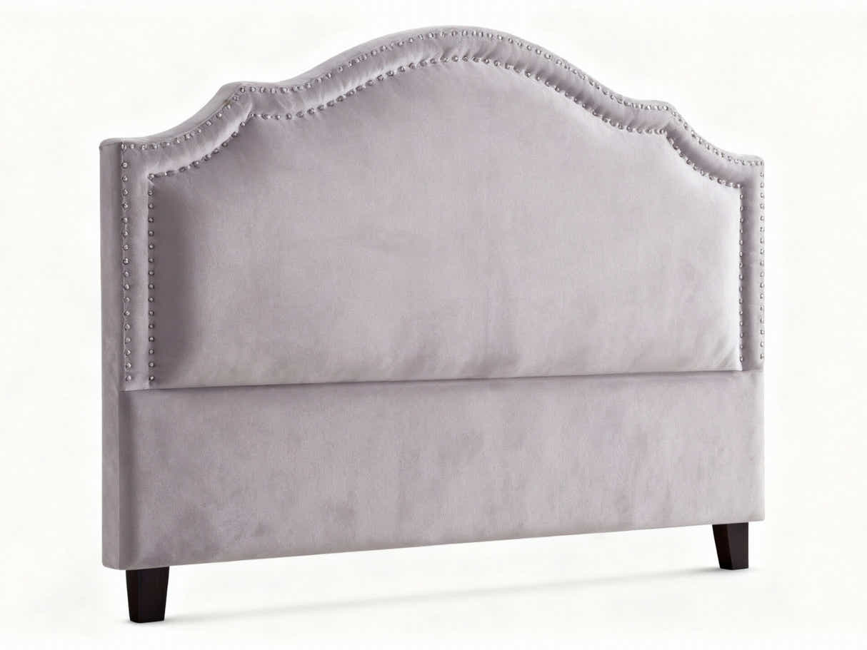 Lavaca Velvet Headboard Light Grey - Double