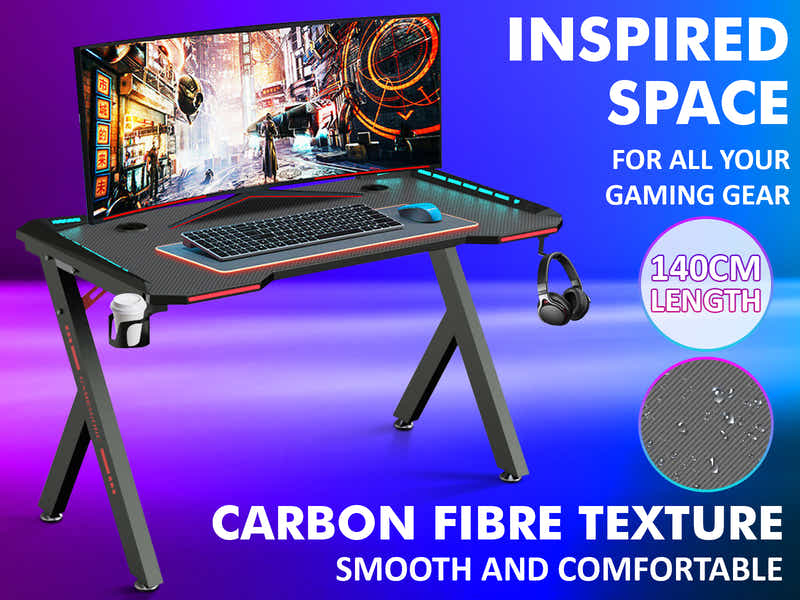 Gaming Table R5 140cm & Nicola Gaming chair PVC Black+Red