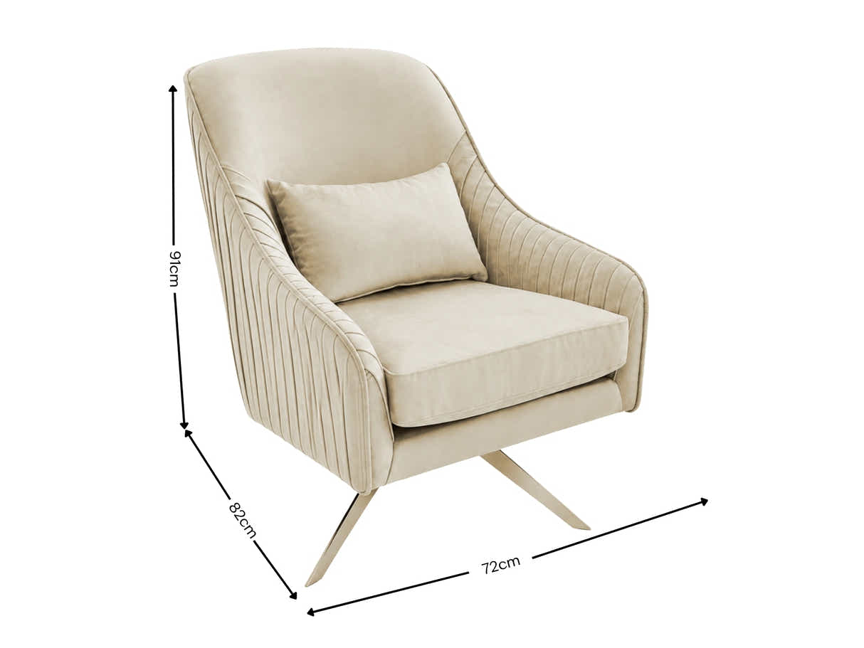 Velvet Swivel Accent Chair - Beige