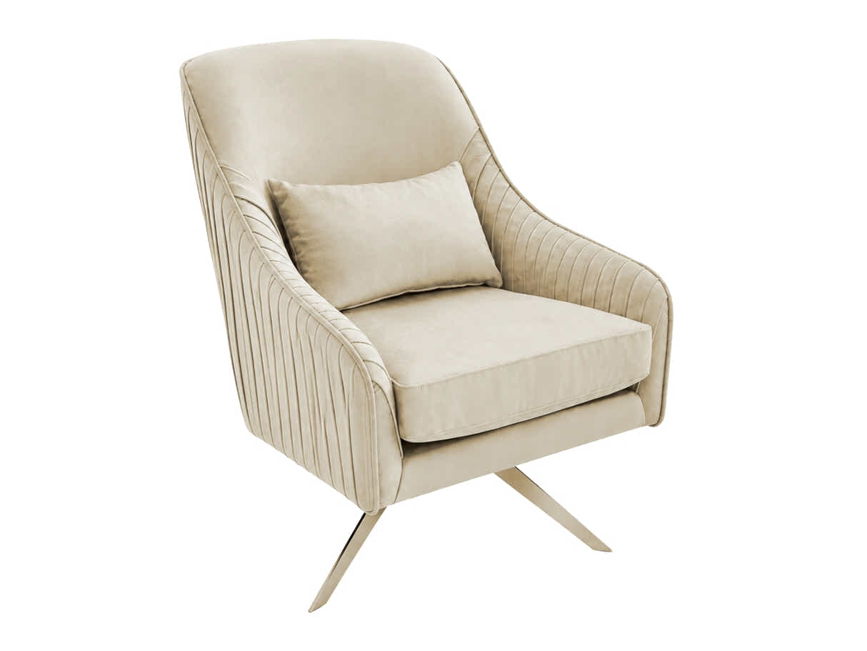 Velvet Swivel Accent Chair - Beige