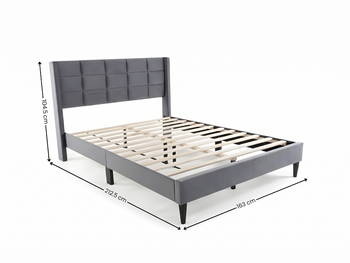 Neron Velvet Bed Frame Charcoal - Queen
