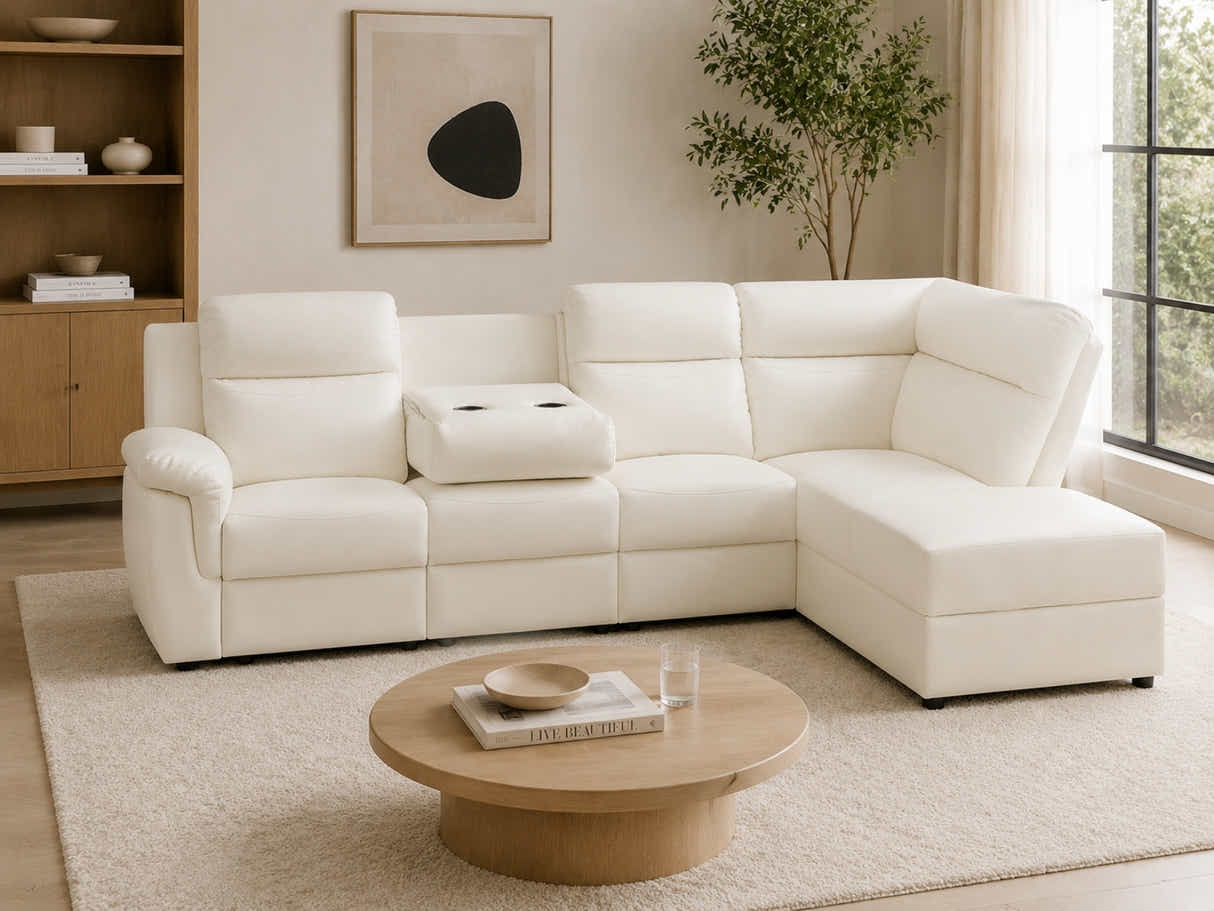 Ronae Corner Recliner Sofa PU - Beige